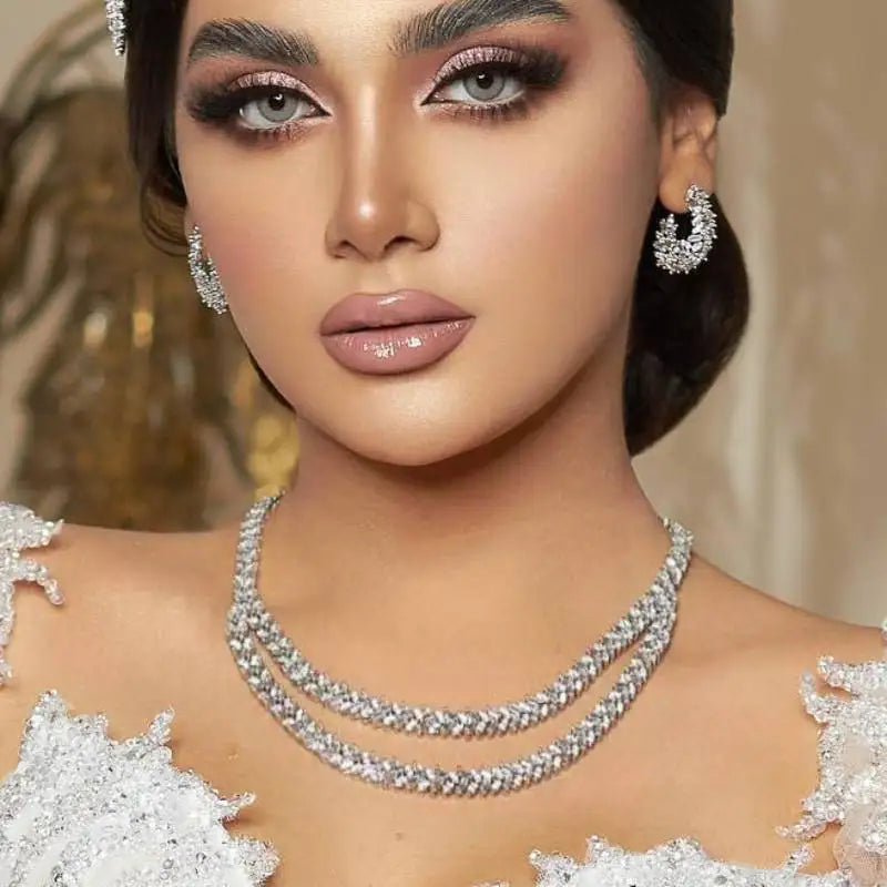 Luxury Bridal Jewelry 4 Pieces Cubic Zirconia Gold Plated