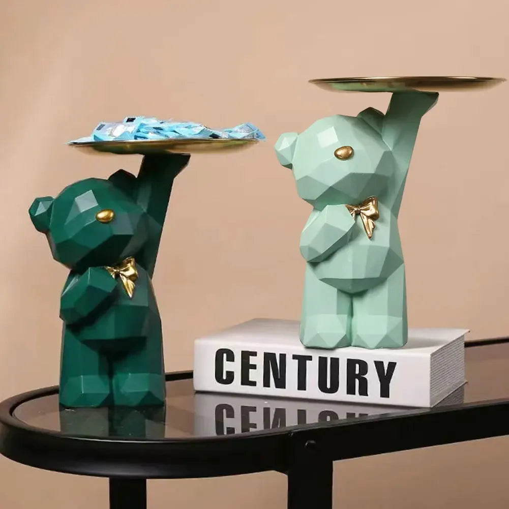 Geometric resin bear statue for table decoration