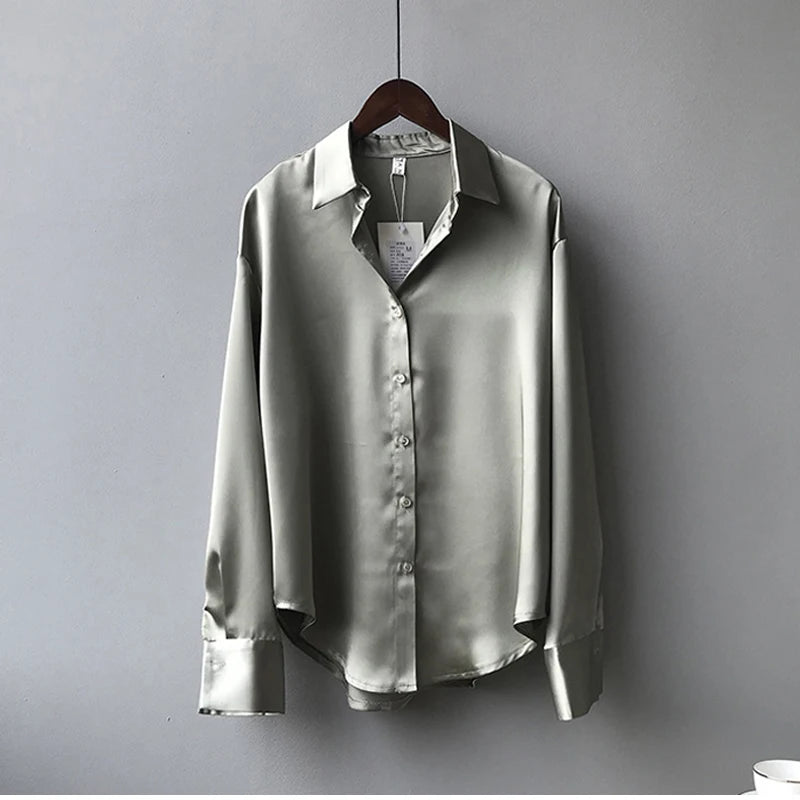 Vintage Satin Button-Down Shirt