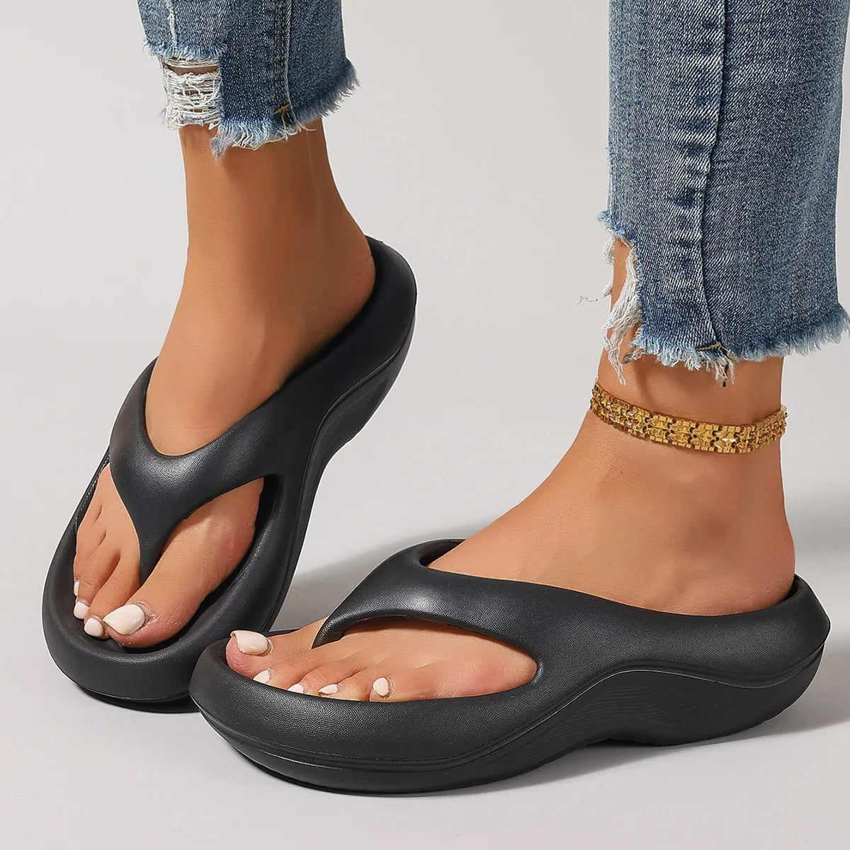 Pair of thick EVA platform flip flops