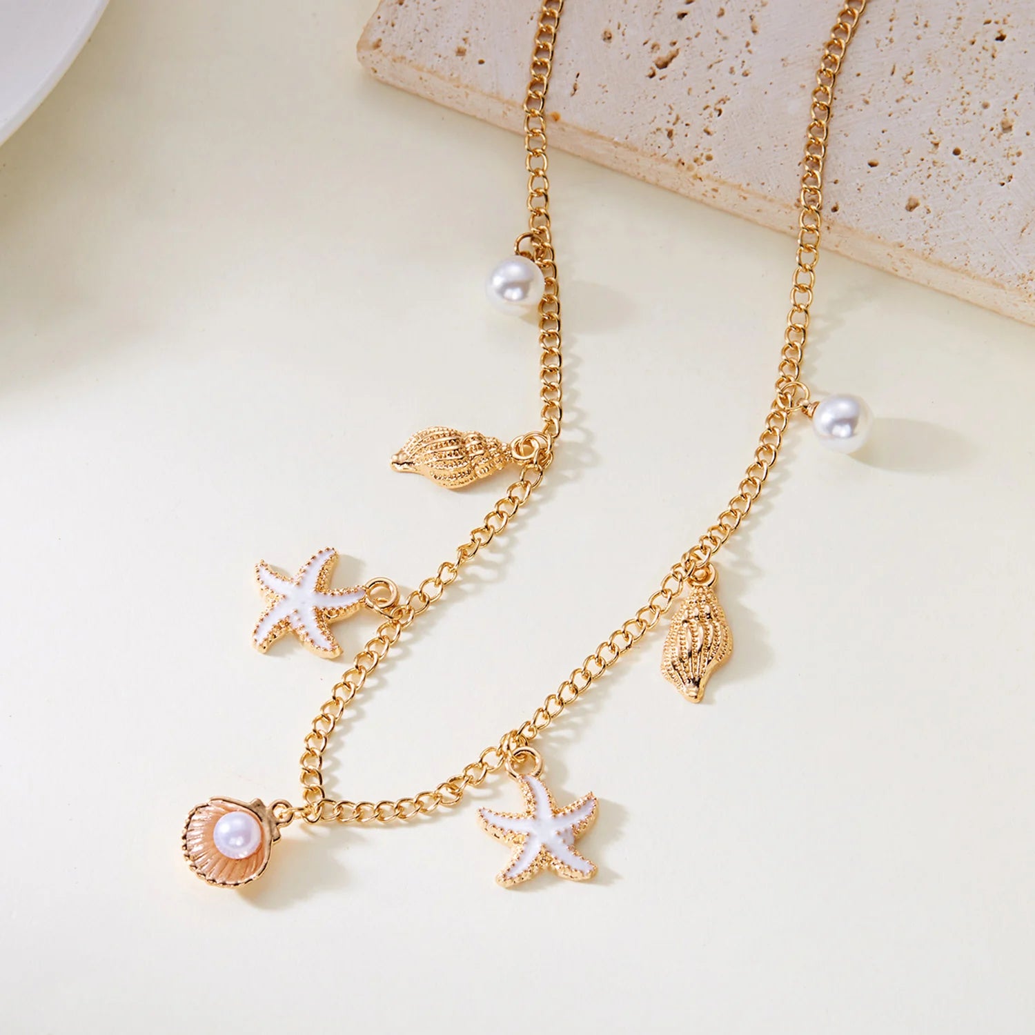 Turtle and Starfish Pendant Necklace
