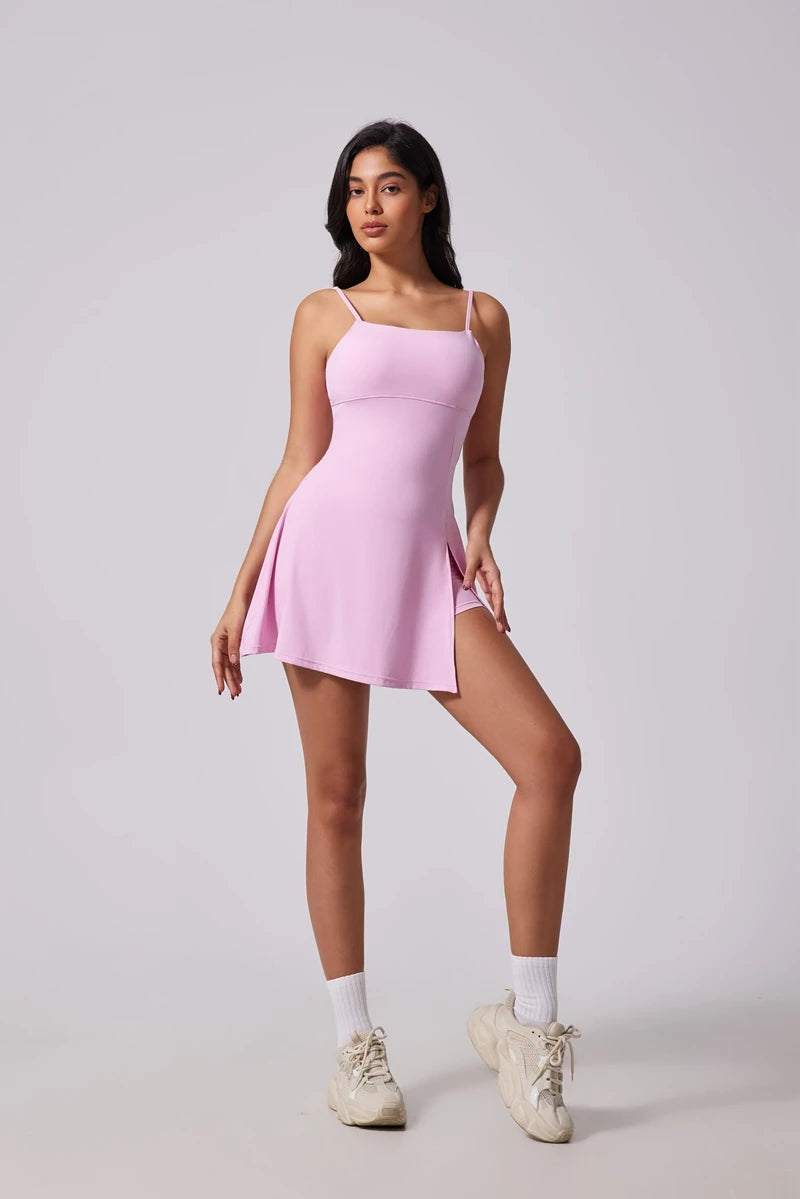 Women's Sporty Dress with Tennis Skirt and U-Style Back
