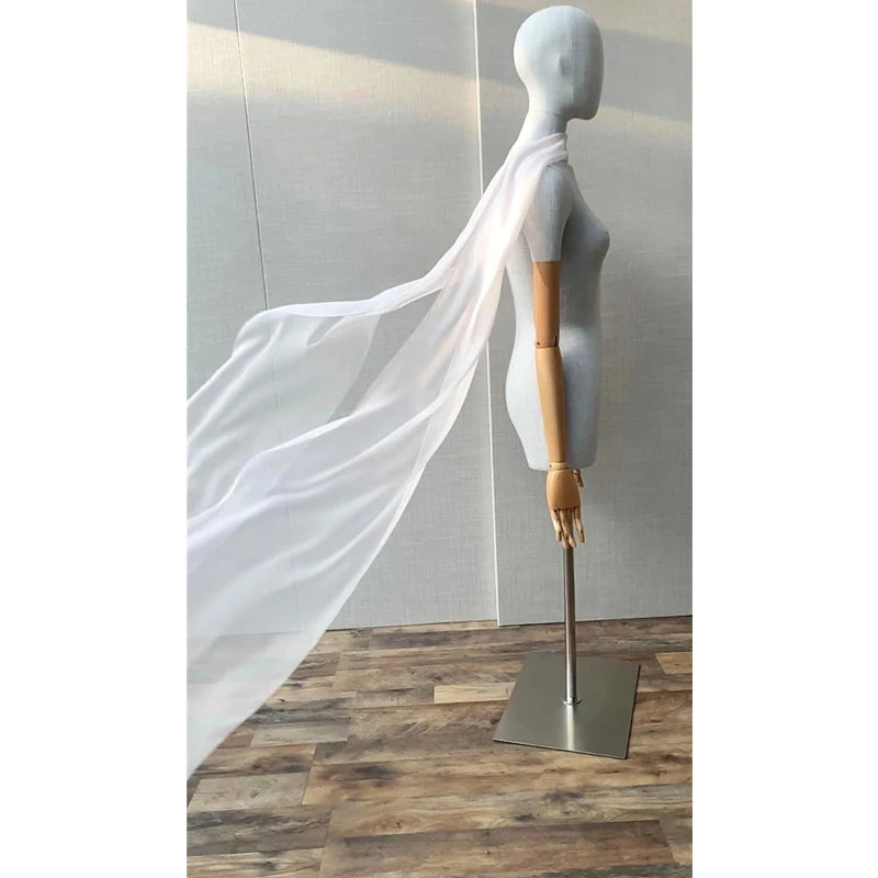 Minimalist long wedding veil with exclusive bow