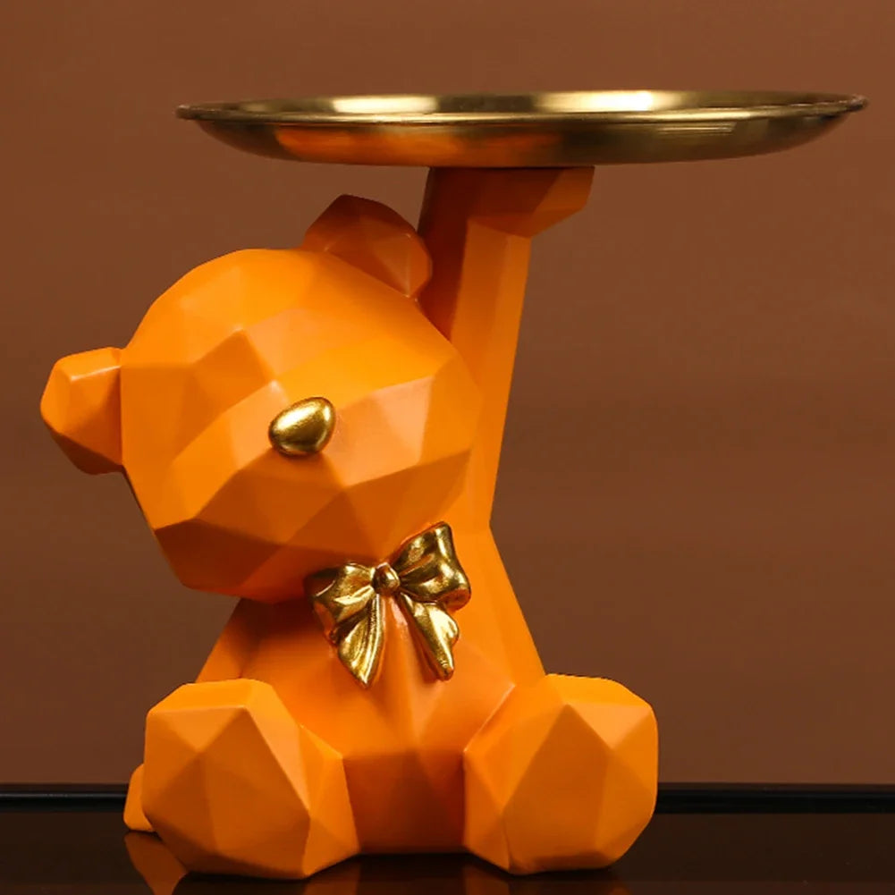 Geometric resin bear statue for table decoration