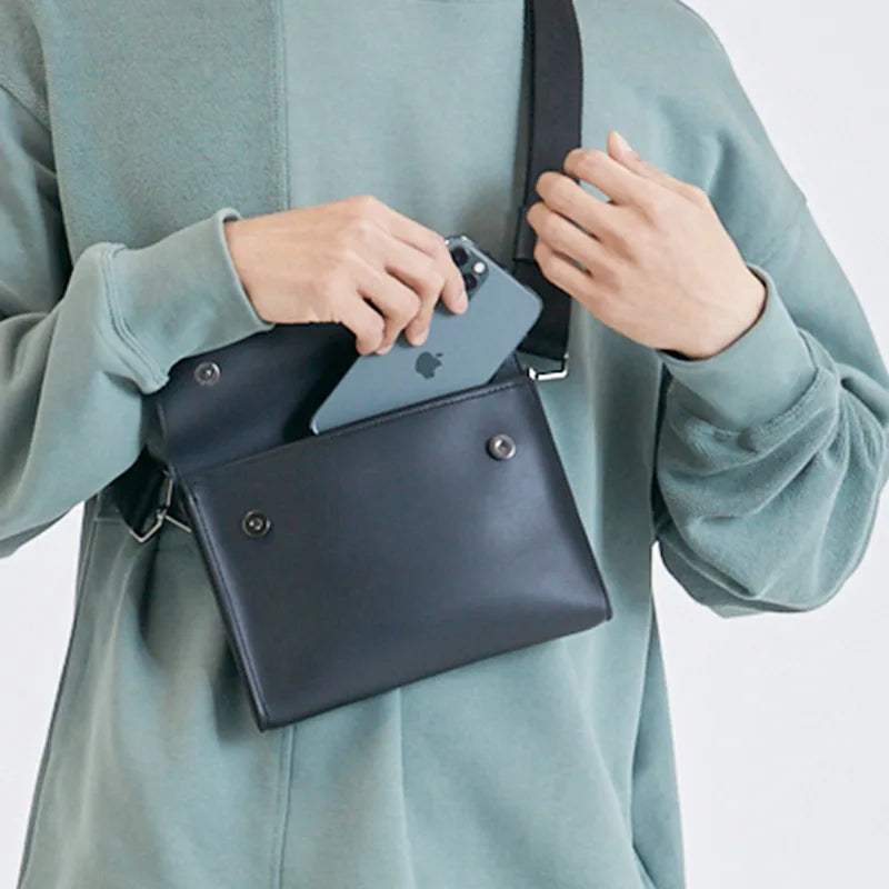 Korean style crossbody bag in durable leather