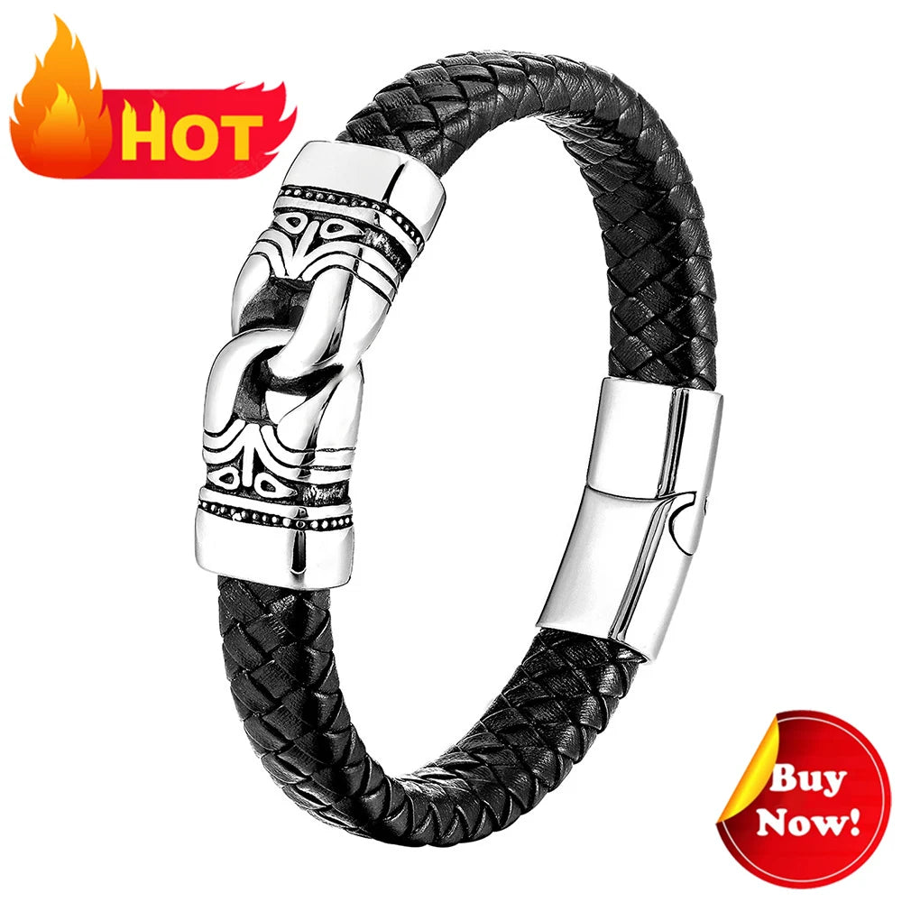 Leather Bracelet with Teeth Totem