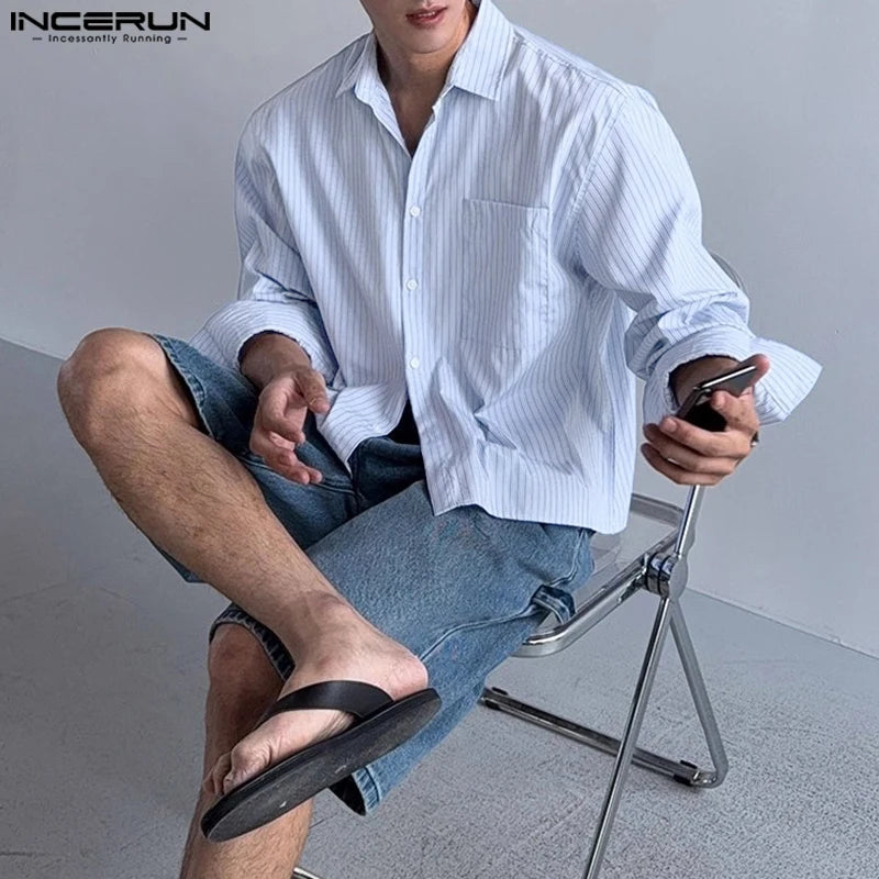 Korean style long sleeve striped shirt