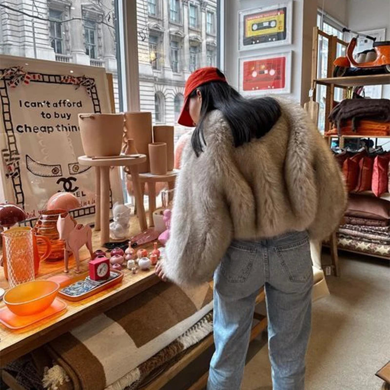 Gardient Luxury Faux Fur Coat