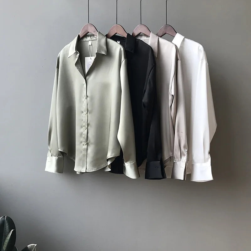 Vintage Satin Button-Down Shirt
