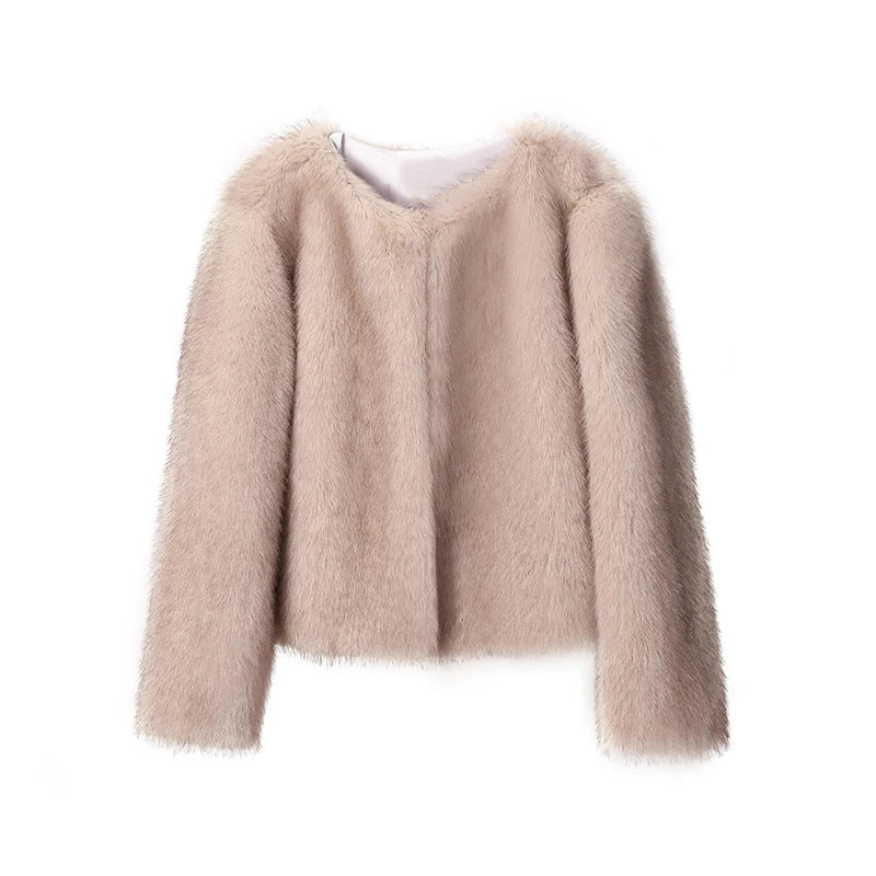 Gardient Luxury Faux Fur Coat