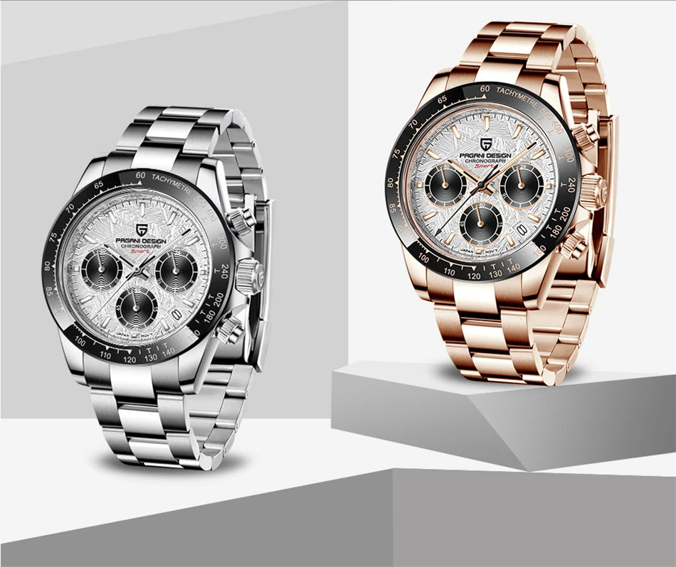 Luxury Retro Chronograph Watch with Sapphire