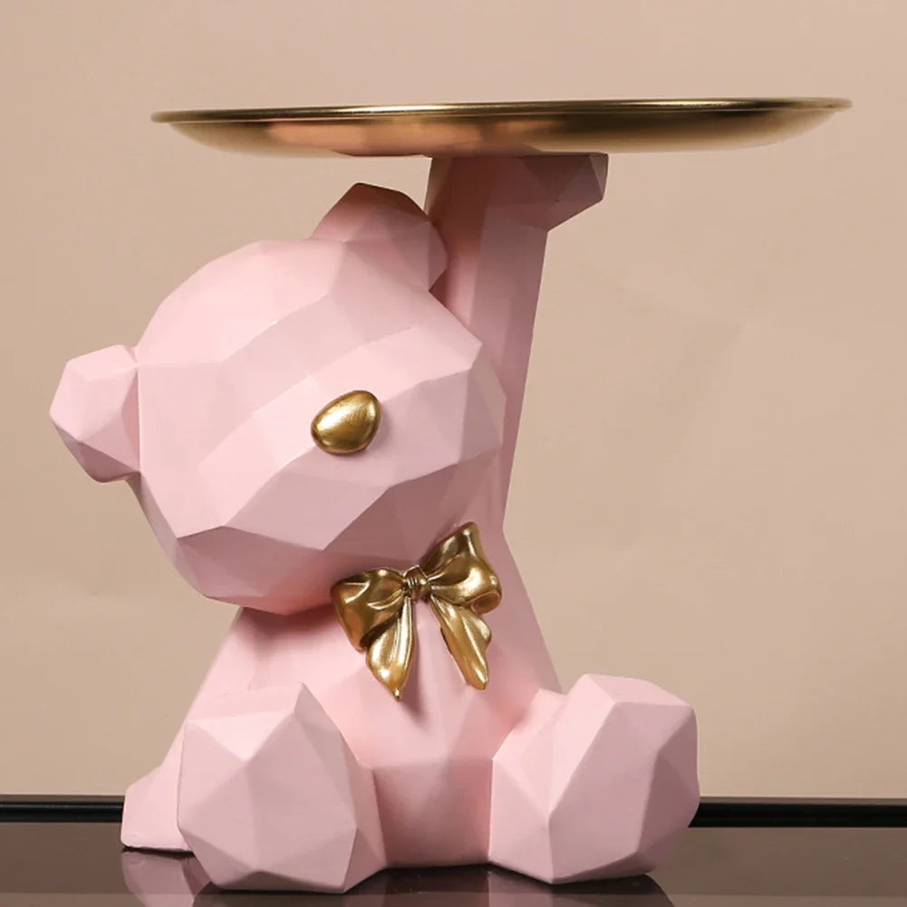 Geometric resin bear statue for table decoration