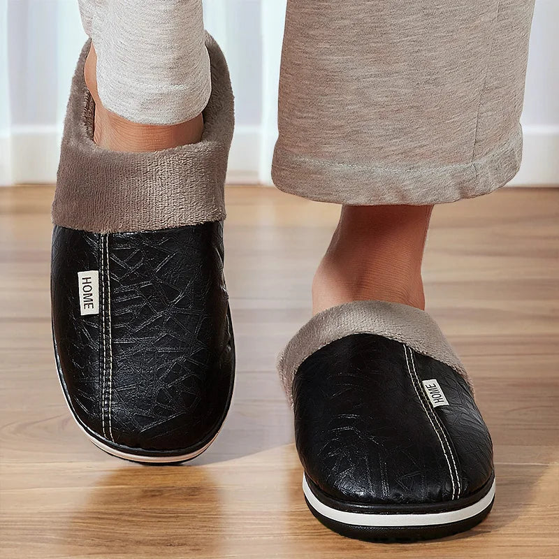 Warm slippers with non-slip TPR rubber sole