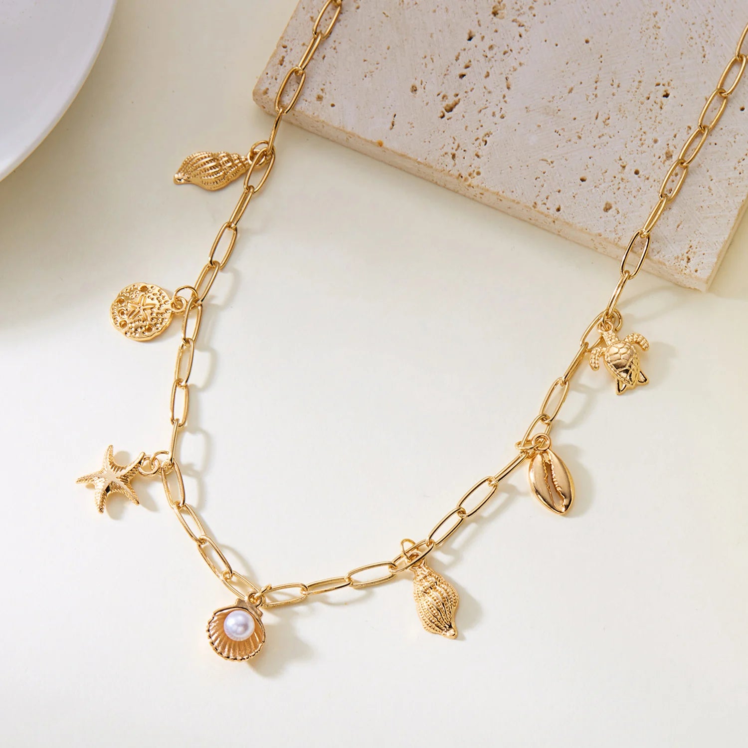 Turtle and Starfish Pendant Necklace