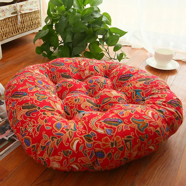 Thick round cotton and linen cushion for seat and back