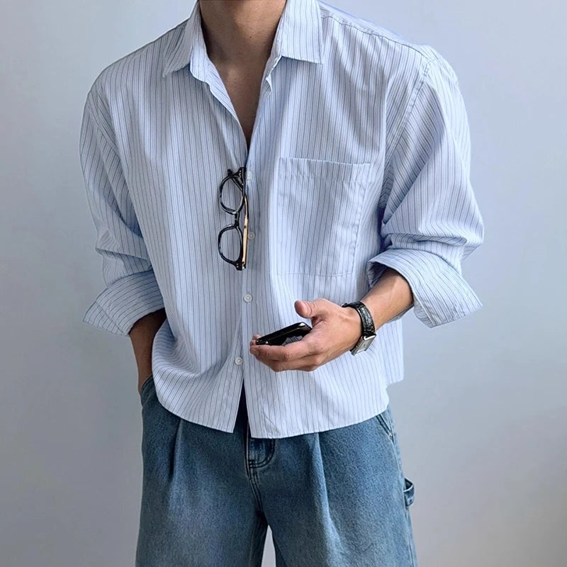 Korean style long sleeve striped shirt