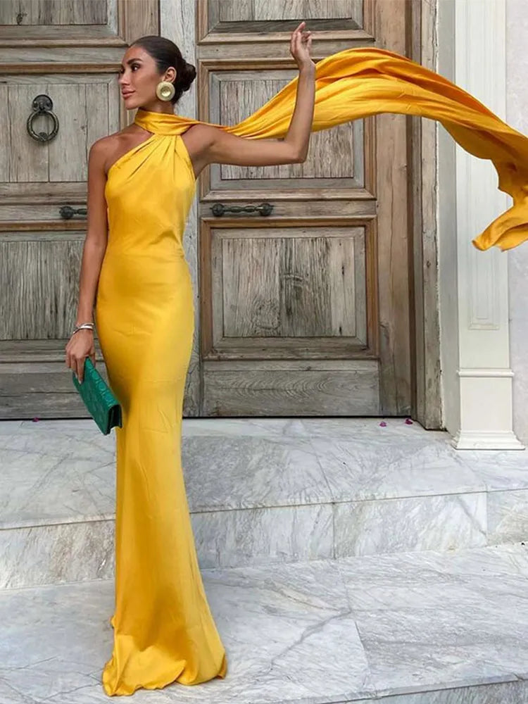 Elegant long female dress
