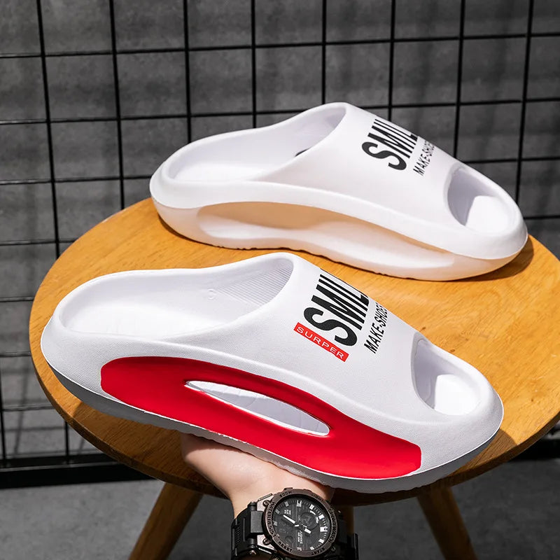 Unisex summer flip flops with thick EVA sole