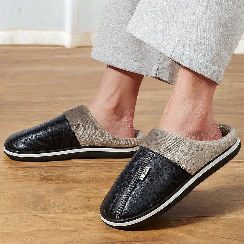 Warm slippers with non-slip TPR rubber sole