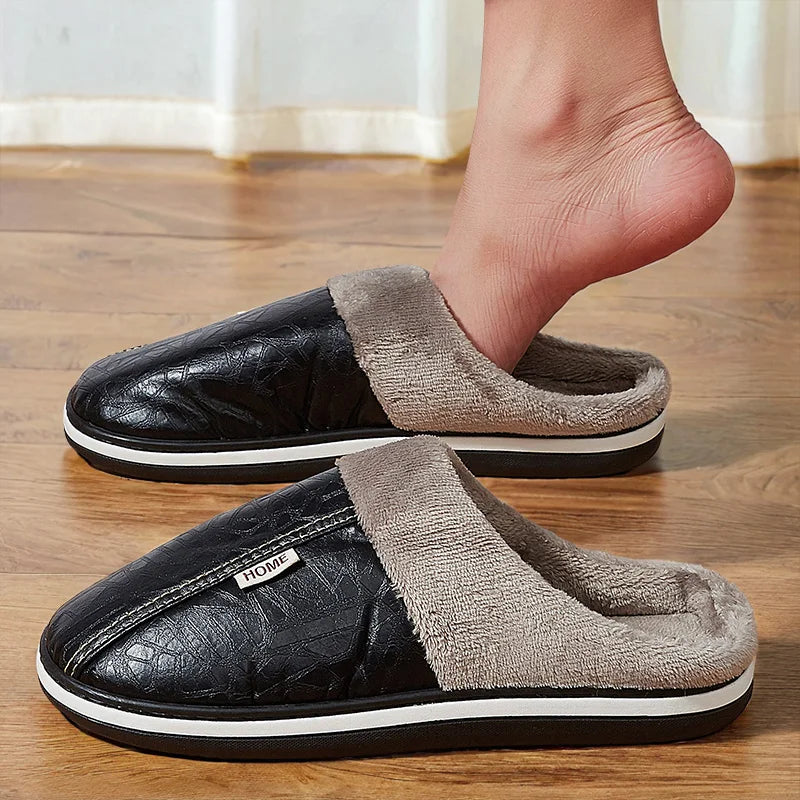 Warm slippers with non-slip TPR rubber sole