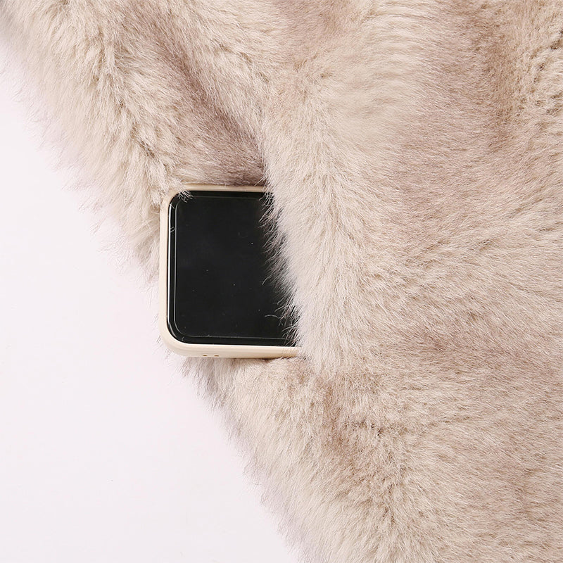 Gardient Luxury Faux Fur Coat