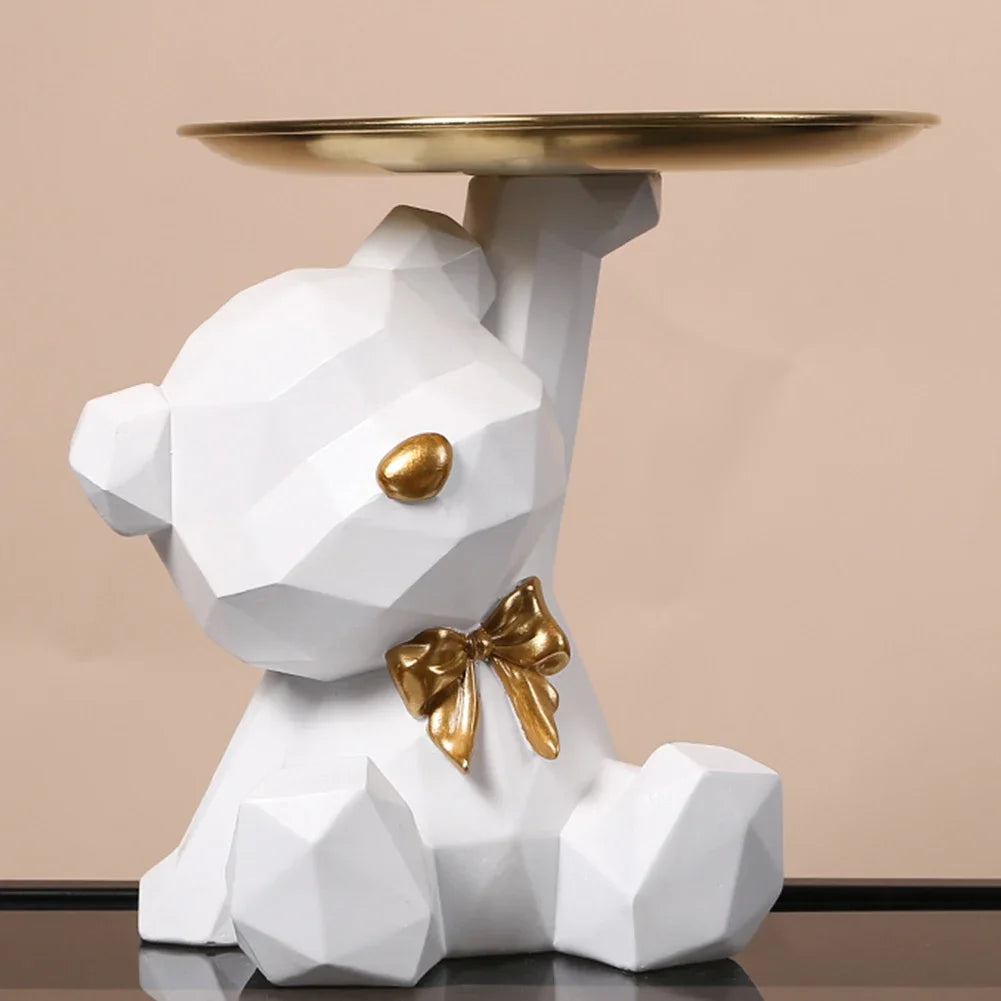 Geometric resin bear statue for table decoration