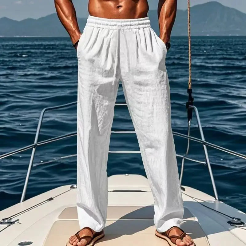 Hawaiian Style Cotton and Linen Trousers Spring and Summer
