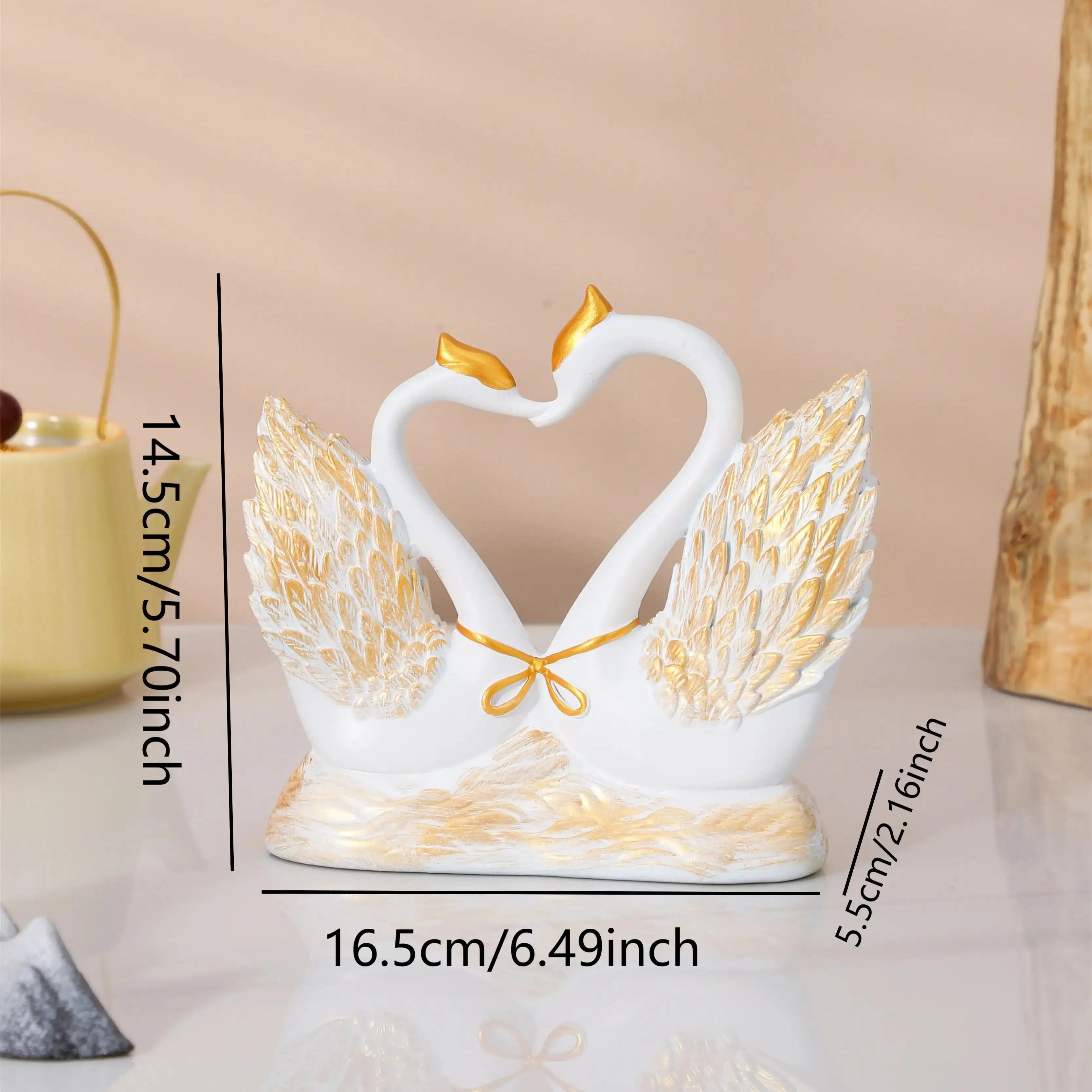 Collectible figurine heart-shaped swan ornament