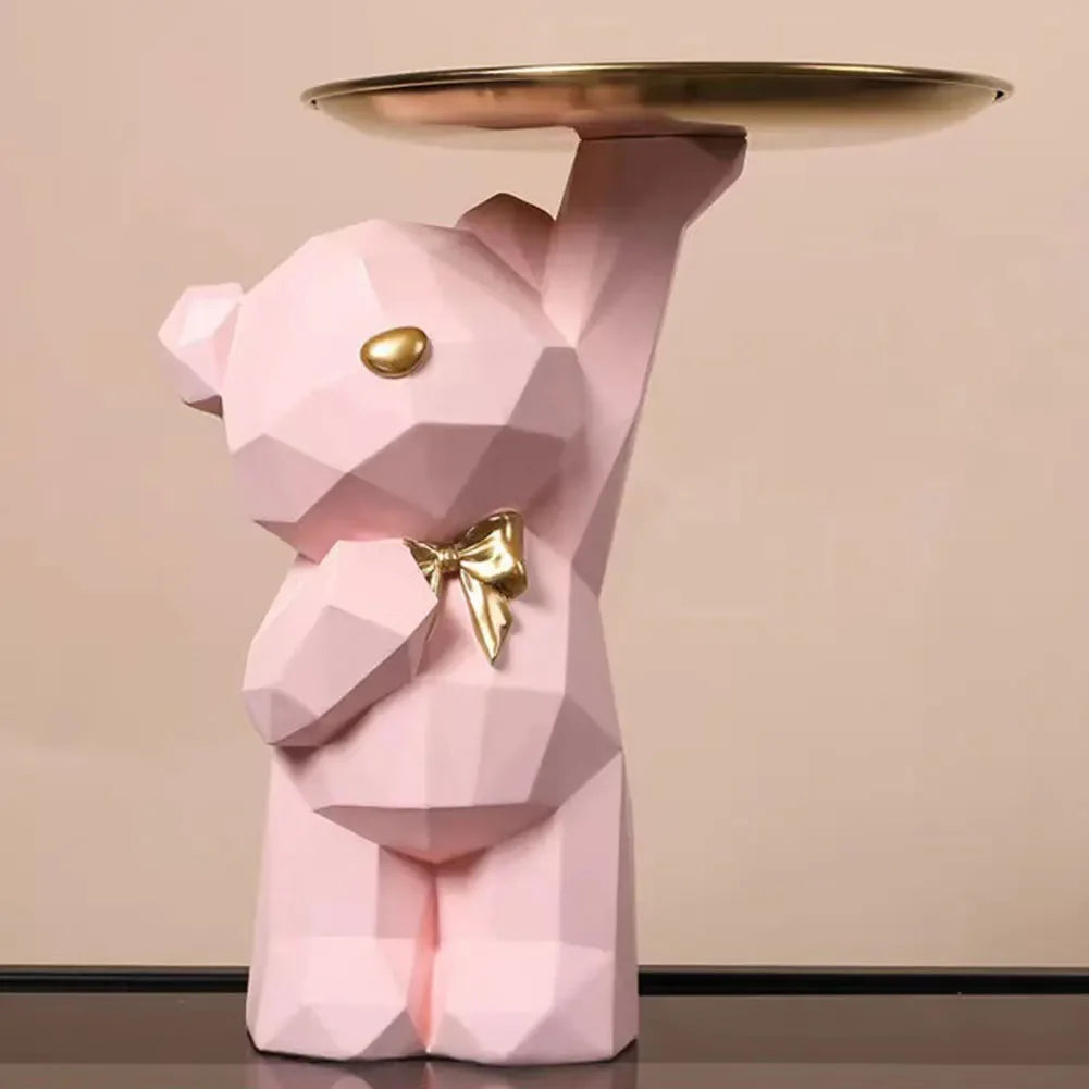 Geometric resin bear statue for table decoration
