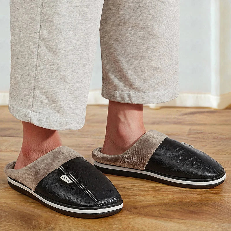 Warm slippers with non-slip TPR rubber sole