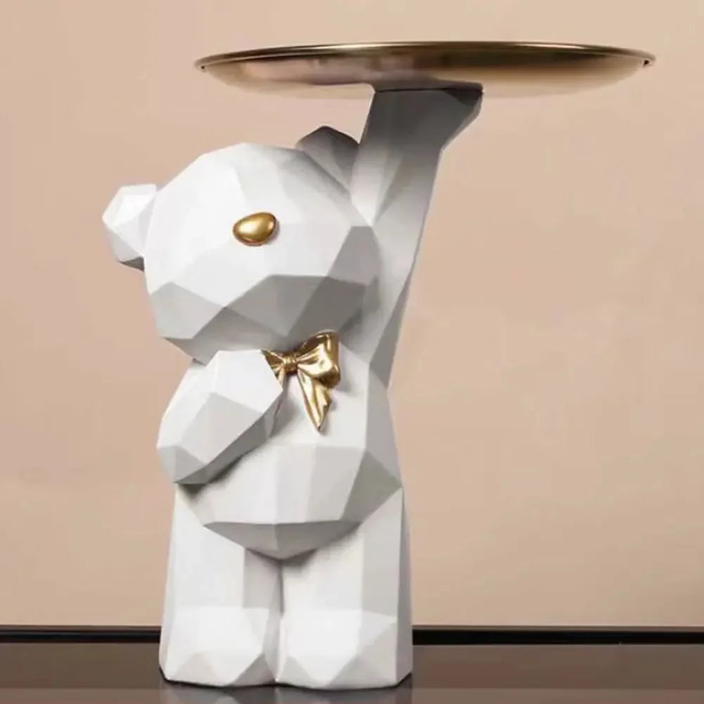 Geometric resin bear statue for table decoration