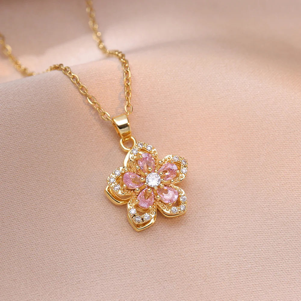Tulip and Strawberry Pendant Necklace