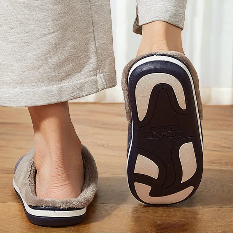 Warm slippers with non-slip TPR rubber sole