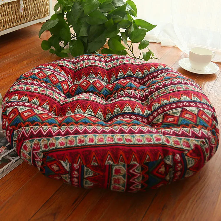 Thick round cotton and linen cushion for seat and back