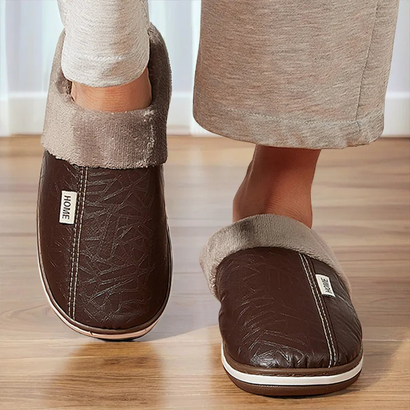 Warm slippers with non-slip TPR rubber sole