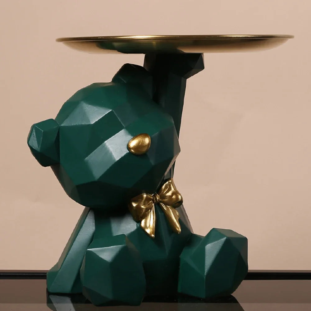 Geometric resin bear statue for table decoration