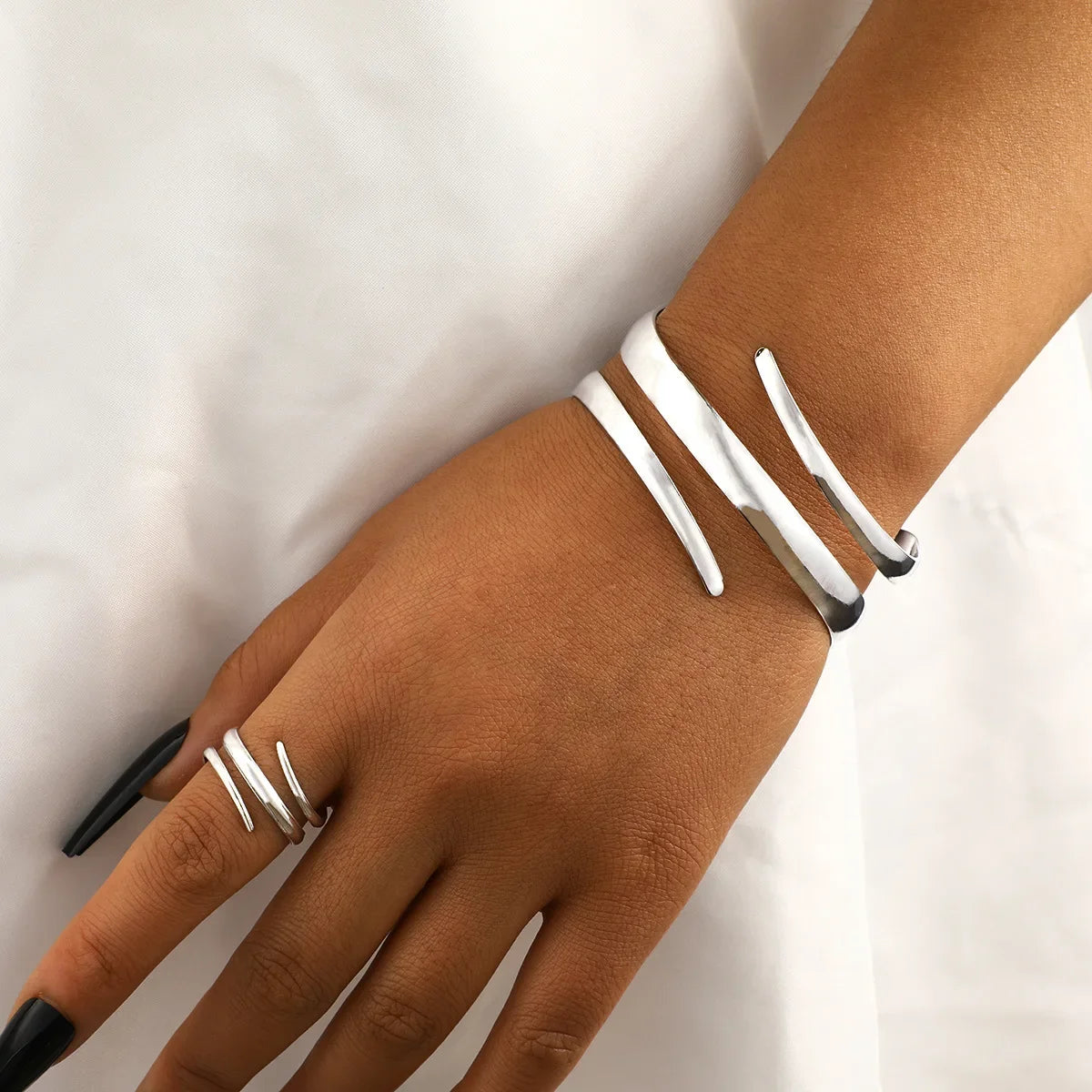 Stainless Steel Bracelet Set with Water Drop