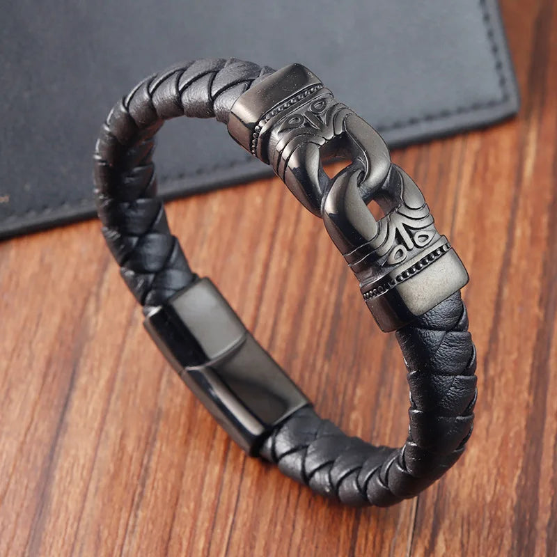 Leather Bracelet with Teeth Totem