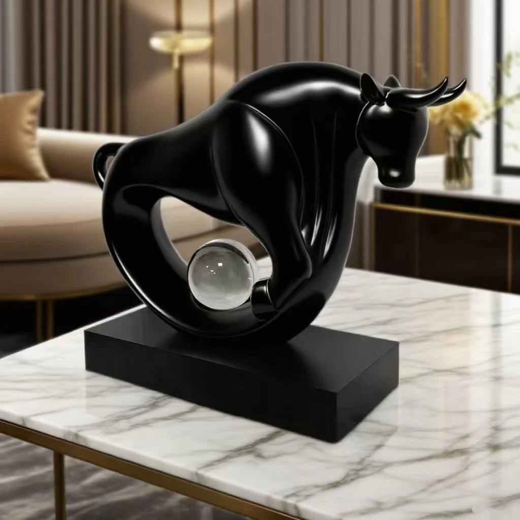 Modern resin cow statue for home and office decoration