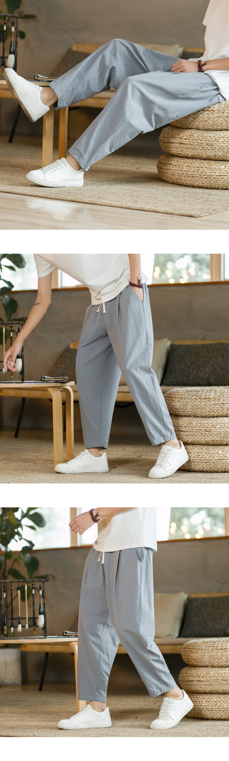 Men's Casual Cotton and Linen Pants
