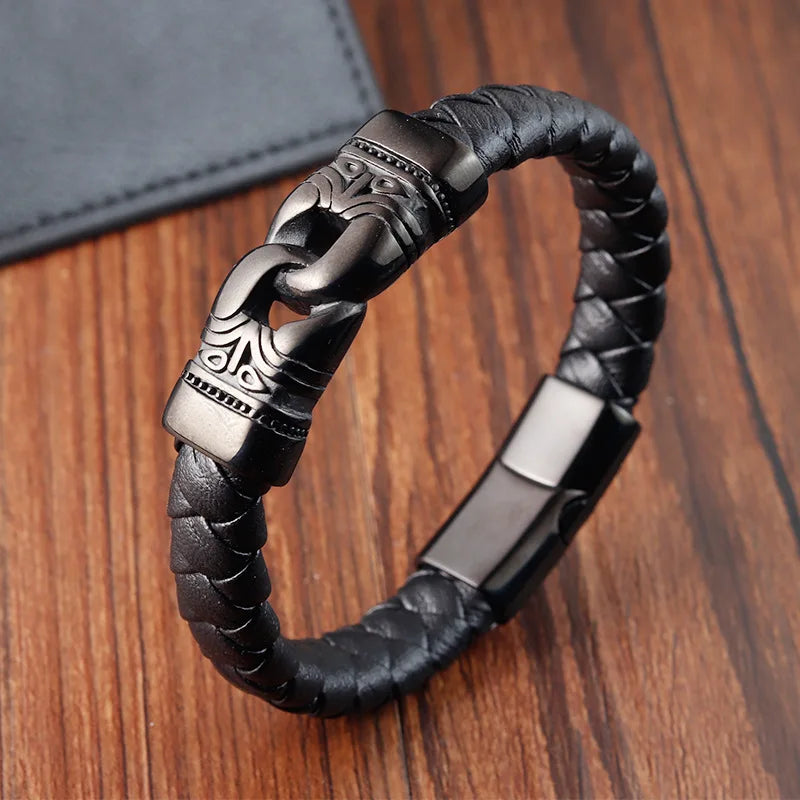 Leather Bracelet with Teeth Totem