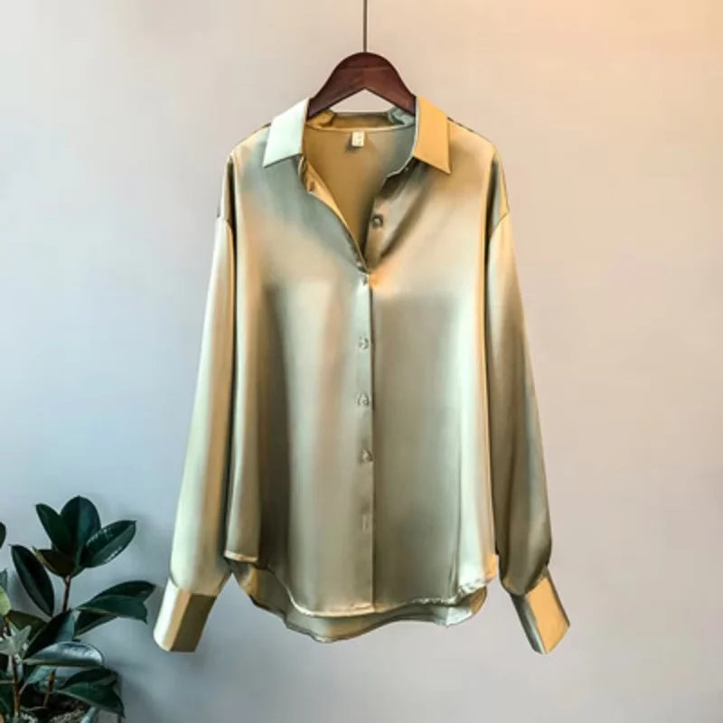 Vintage Satin Button-Down Shirt