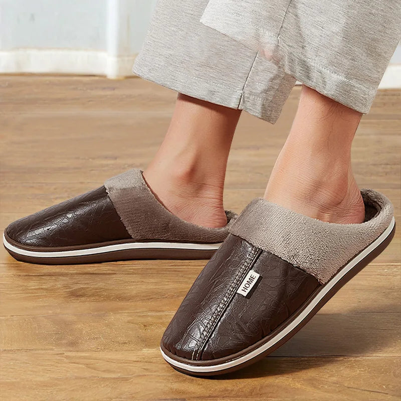 Warm slippers with non-slip TPR rubber sole