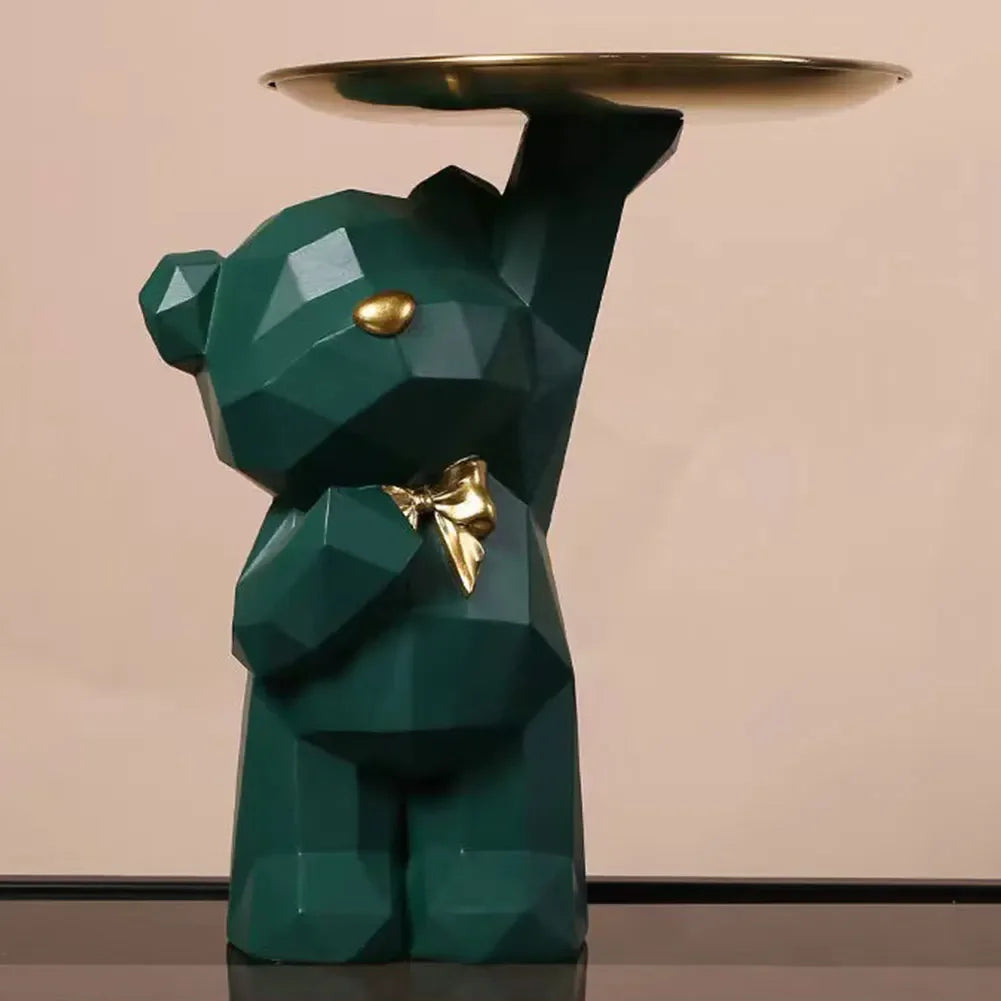 Geometric resin bear statue for table decoration