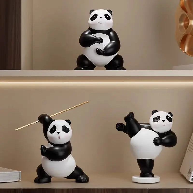 Panda in martial arts fighting stances