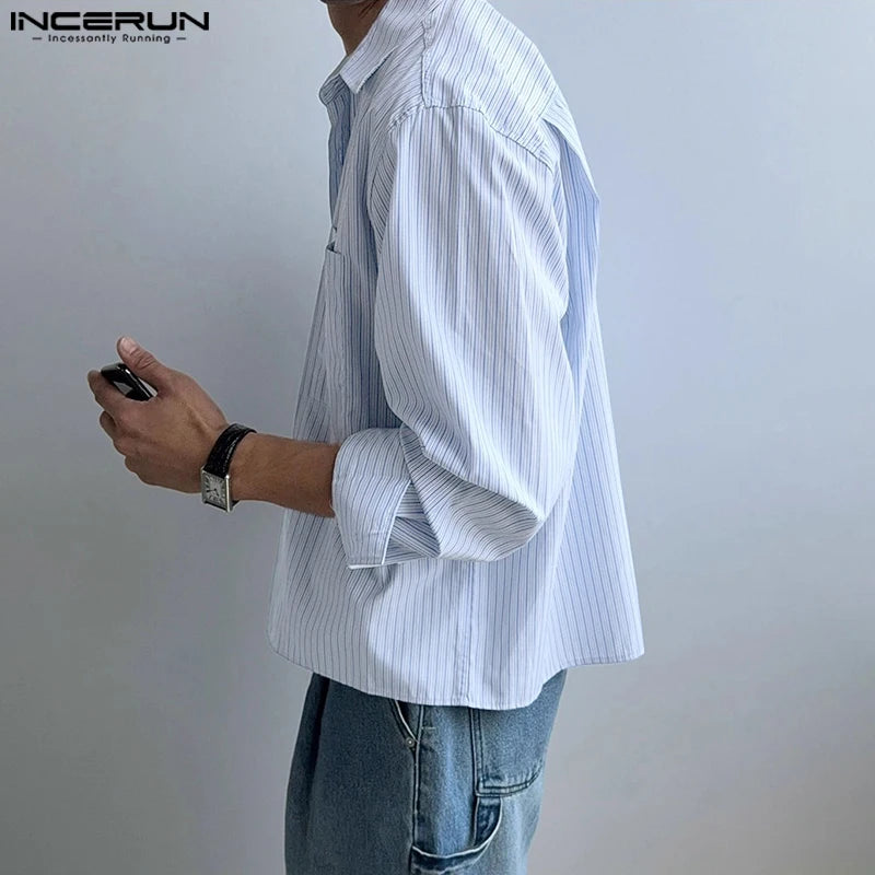 Korean style long sleeve striped shirt