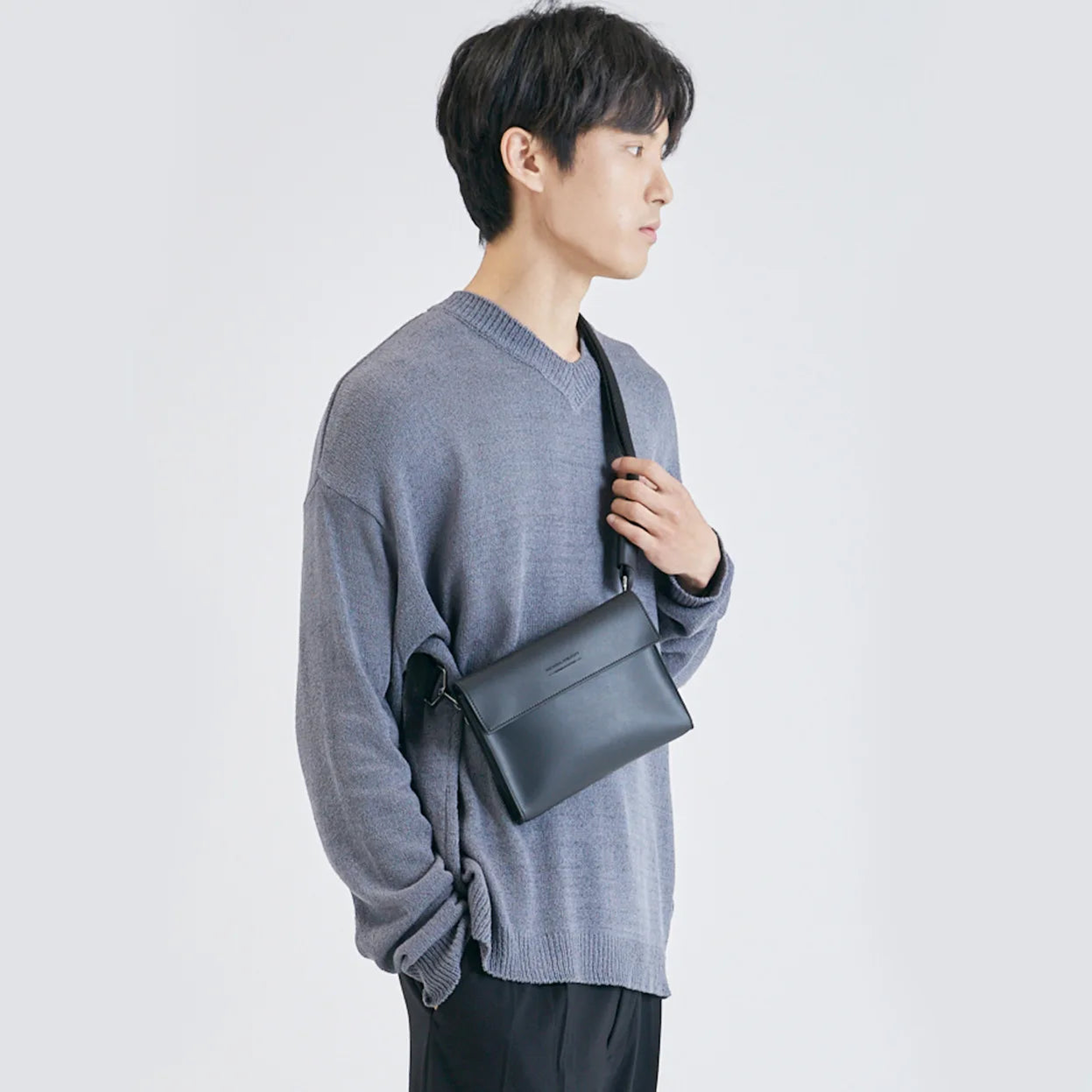 Korean style crossbody bag in durable leather