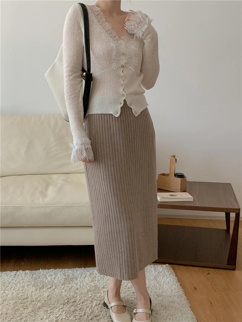 Elegant lace knit cardigan