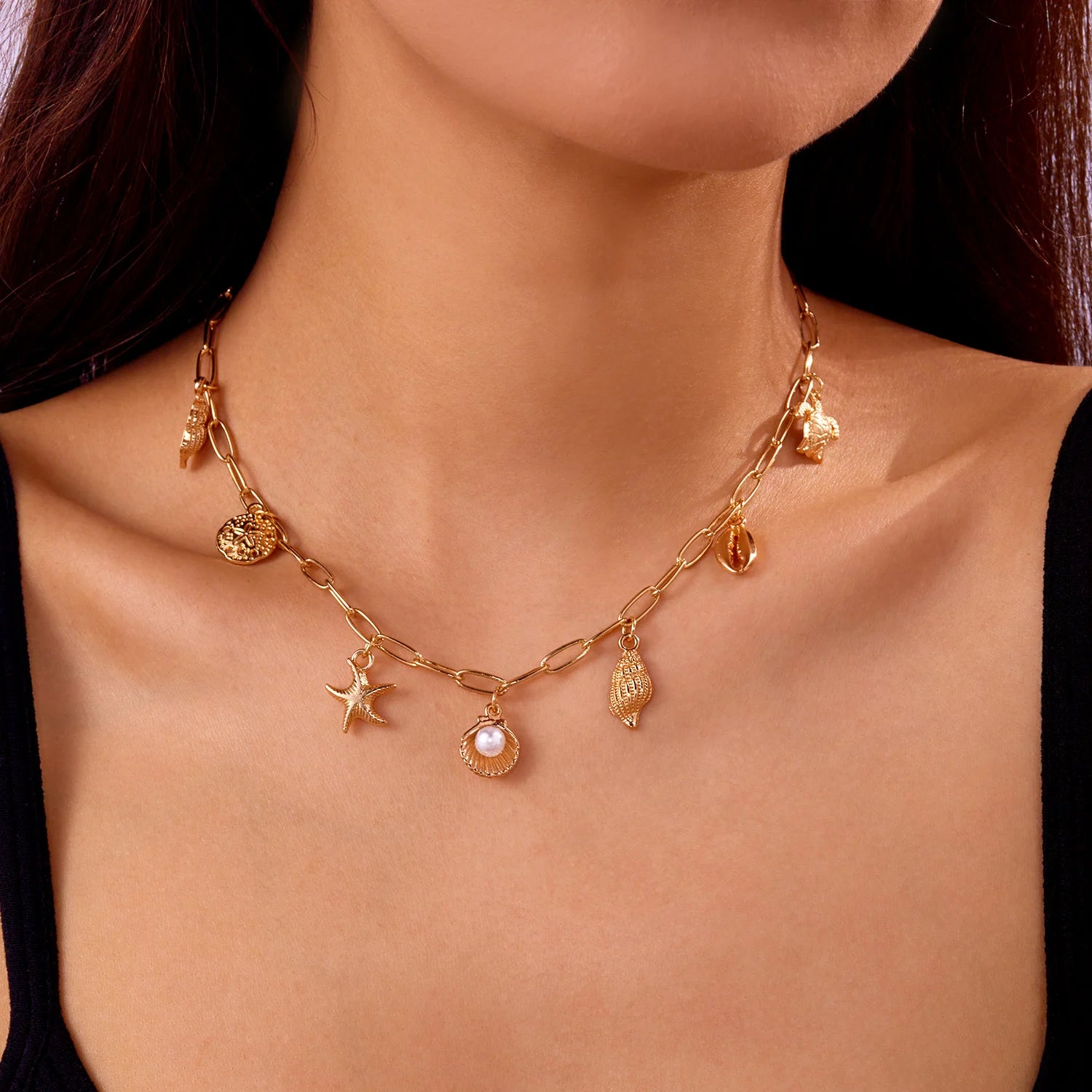 Turtle and Starfish Pendant Necklace