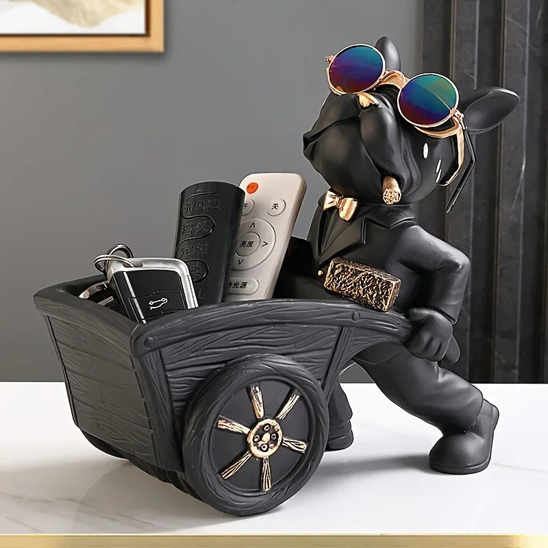 French Bulldog Statue with Wheelbarrow